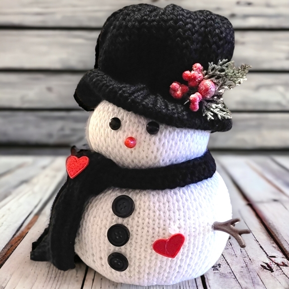 Handcrafted 9" Snowman w/ Top Hat Christmas Decor Winter Holiday Gift Decoration - Picture 12 of 13